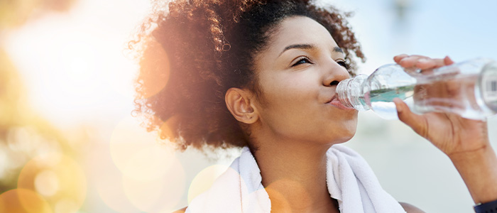 woman drinking water